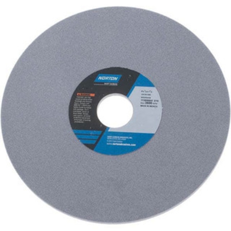 Norton 8 Diam x 1-1/4 Hole x 1/4 Thick, I Hardness, 100 Grit Surface Grinding Wheel Aluminum Oxide, Type 1, Fine Grade, 3,600 Max RPM, Vitrified Bond, No Recess 66253043426 – 01056787