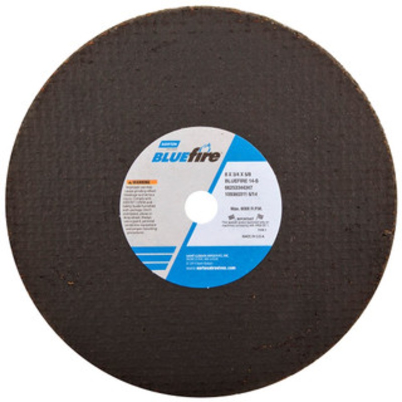 Norton 8 Diam x 5/8 Hole x 3/4 Thick, R Hardness, 14 Grit Surface Grinding Wheel Zirconia Alumina, Type 1, Very Coarse Grade, 6,000 Max RPM, No Recess 66253344347 – 01722479