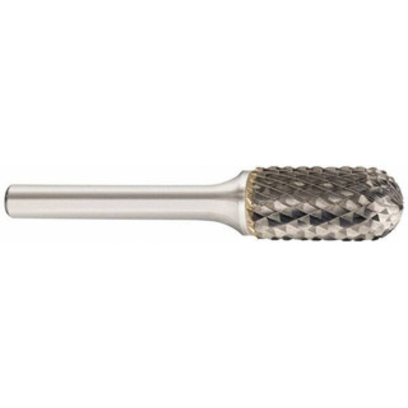 SGSPRO 5/8 Cut Diam, 3/8 Shank Diam, Carbide Double Cut Cylinder Burr with Radius Radius End, 3 OAL, 1 LOC, Titanium Aluminum Nitride Finish 10313 – 66741851