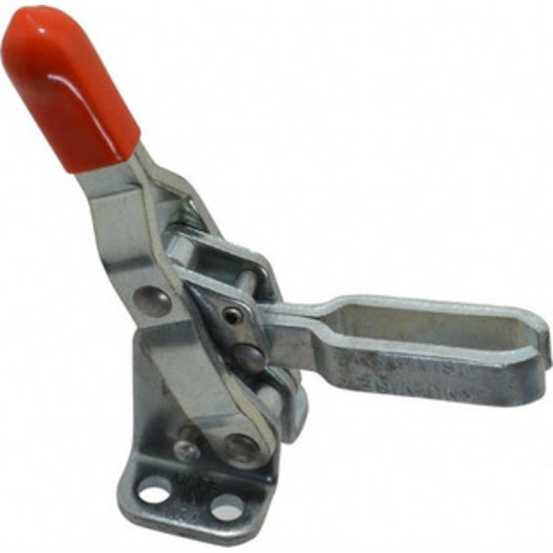 Knu-Vise 200 Lb Holding Capacity, Vertical Handle, Manual Hold Down Toggle Clamp 64 Handle Movement, 110 Bar Opening, U-Bar, Flanged Base, Carbon Steel V-220 – 71827000