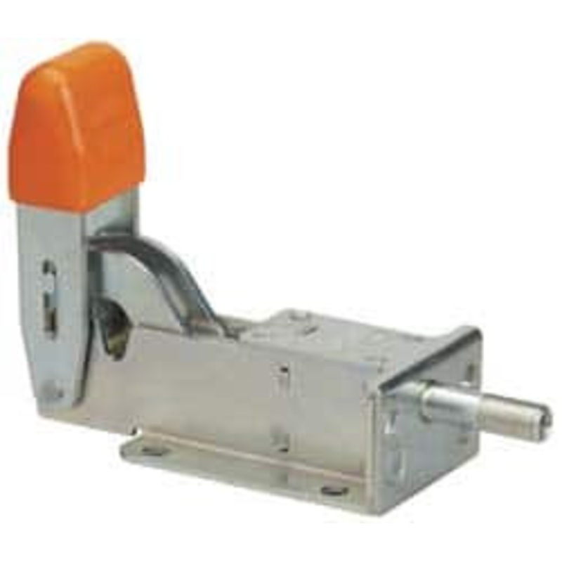 Knu-Vise 800 Lb Load Capacity, Flanged Base, Carbon Steel, Standard Straight Line Action Clamp 6 Mounting Holes, 0.266 Mounting Hole Diam, 3/8 Plunger Diam, Straight Handle PP800 – 05761218