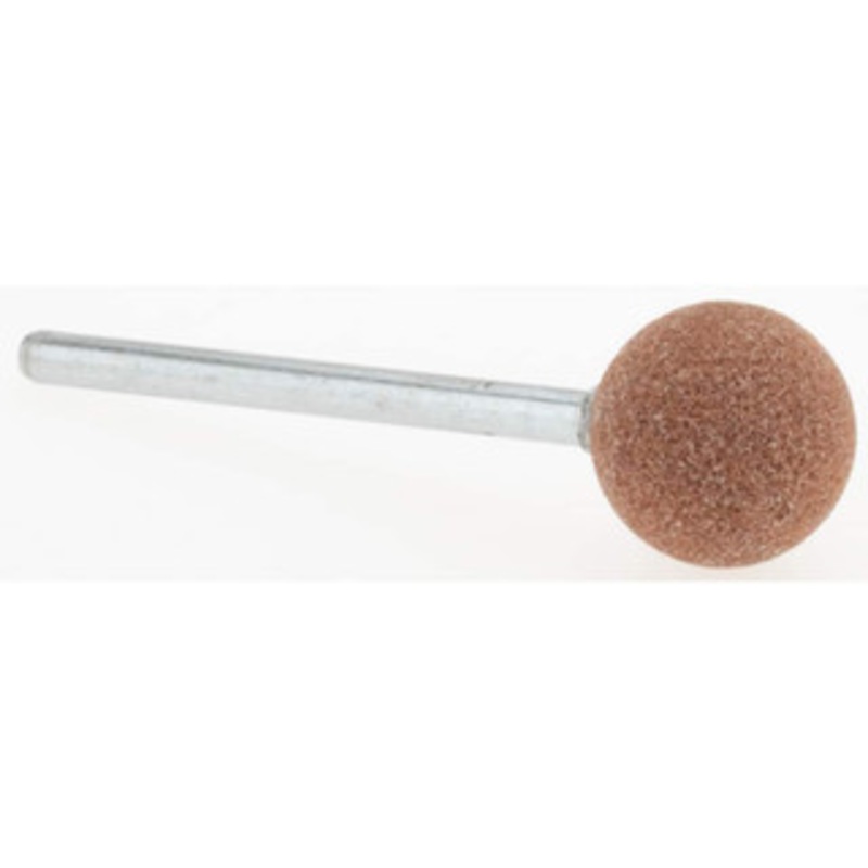 Norton 1/2 Head Diam x 1/2 Thickness, B121, Ball End, Aluminum Oxide Mounted Point Brown, Medium Fine Grade 61463624468 – 93308914