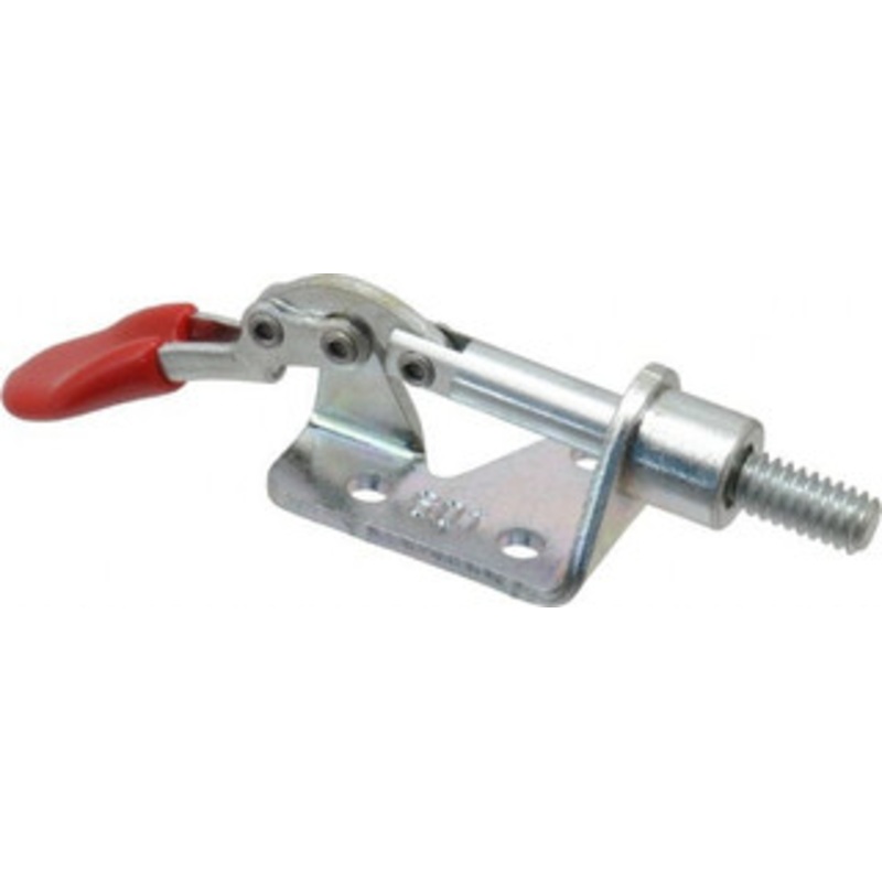 Destaco 100 Lb Load Capacity, Flanged Base, Carbon Steel, Standard Straight Line Action Clamp 3 Mounting Holes, 0.17 Mounting Hole Diam, 1/4 Plunger Diam, Thumb Handle 601-O – 64825565
