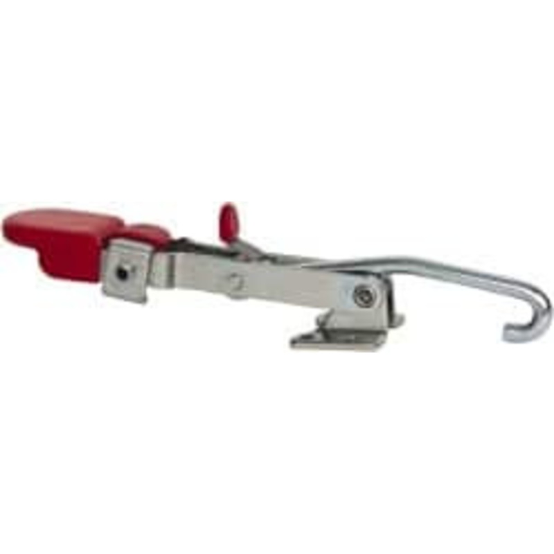 Destaco 375 Lb Capacity, Horizontal, J Hook, Flanged Base, Carbon Steel Pull Action Latch Clamp 4 Drawing Movement, 9.45 OAL, Thumb Handle 351-R – 08103871