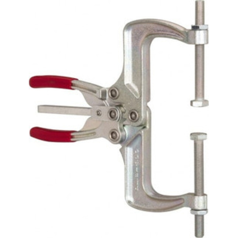 Destaco 4448.22 N Load Capacity, 2.56 Throat Depth, 9.15 OAL, Carbon Steel, C Style Plier Clamp 7.92 Max Jaw Capacity, M10x1.25 Spindle, 7.92 Open Throat Height, Red Handle, Spindle End 486 – 03583846