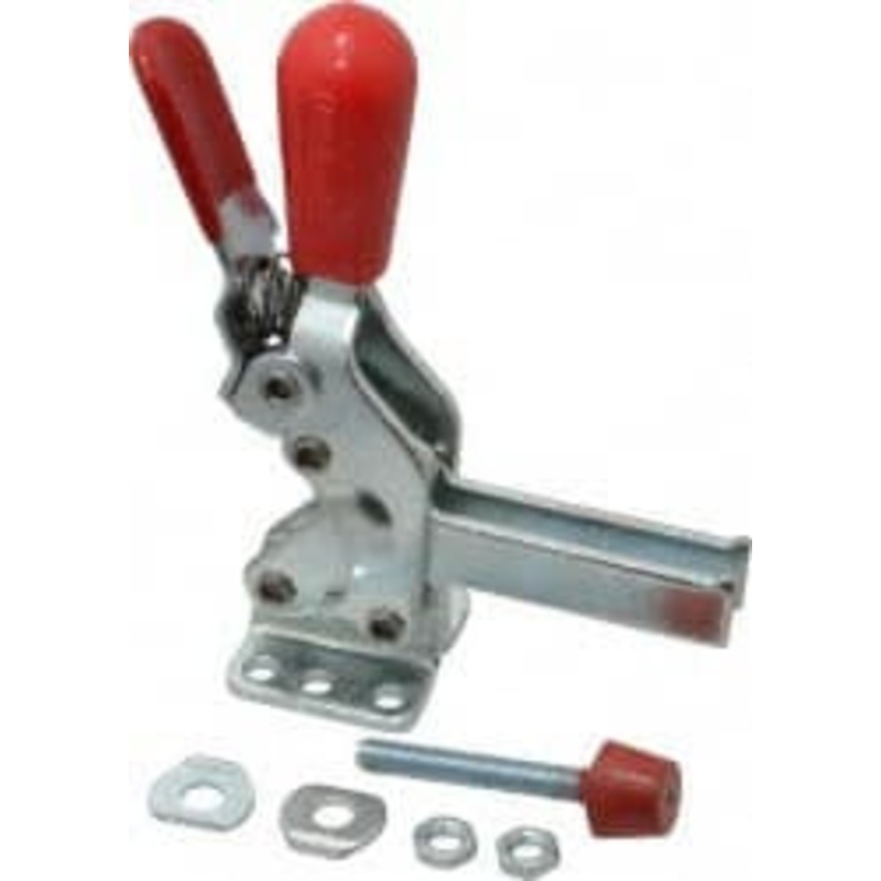 Destaco 600 Lb Holding Capacity, Vertical Handle, Manual Hold Down Toggle Clamp 66 Handle Movement, 75 Bar Opening, U-Bar, Flanged Base, Electro-Plated Zinc, Carbon Steel 2002-UR – 73077414