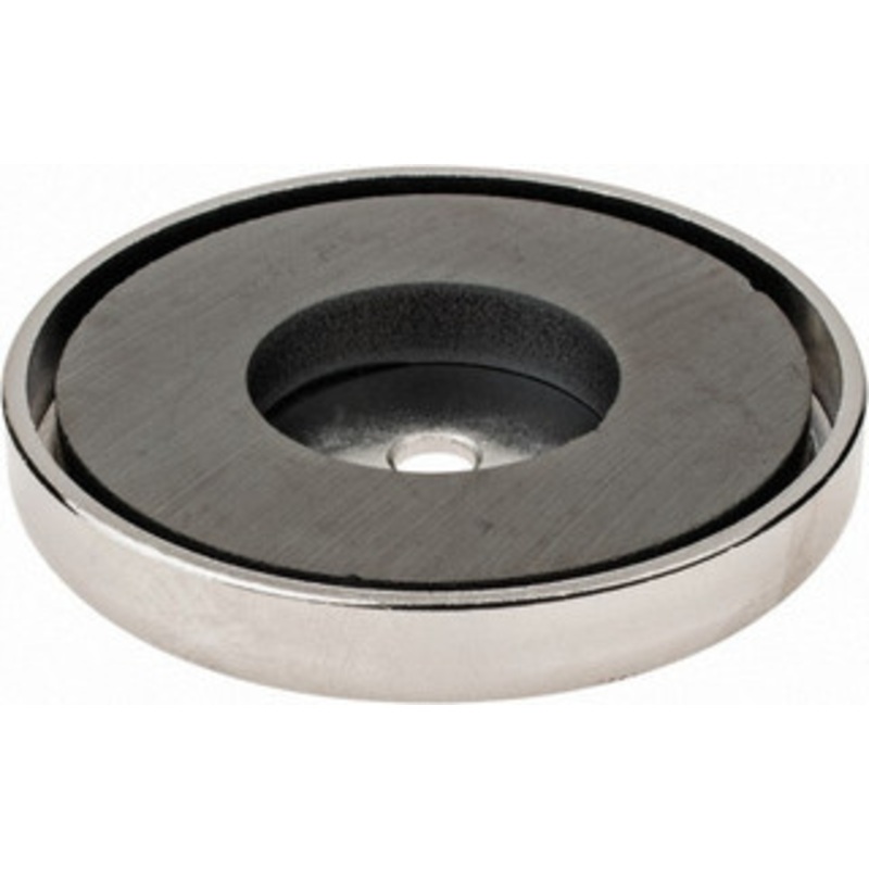 Mag-Mate 19 Lb Max Pull Force, 5/16 Overall Height, 2.03 Diam, Ceramic Cup Magnet Through Hole Style, Chrome Plated MX2000 – 81745382