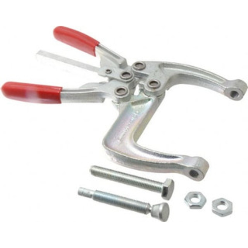 Destaco 5337.87 N Load Capacity, 2.56 Throat Depth, 9.15 OAL, Carbon Steel, C Style Plier Clamp 5.98 Max Jaw Capacity, M10x1.5 Spindle, 5.98 Open Throat Height, Red Handle, Spindle End 484 – 06996821