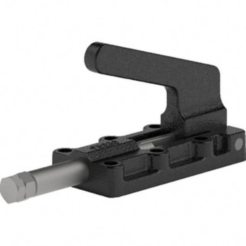 Destaco 550 Lb Load Capacity, Flanged Base, Carbon Steel, Standard Straight Line Action Clamp 6 Mounting Holes, 0.22 Mounting Hole Diam, 0.39 Plunger Diam, Straight Handle 95030 – 03860020