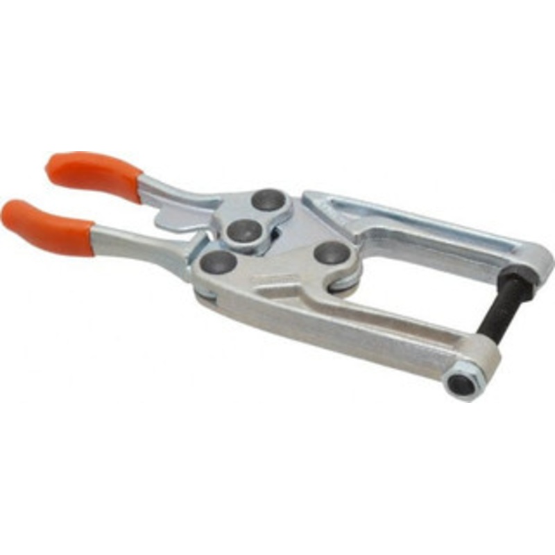 Knu-Vise 544.31 Kg Load Capacity, 2-1/4 Throat Depth, 8-3/8 OAL, Carbon Steel, C Style Plier Clamp 1-3/4 Max Jaw Capacity, 3/8-24 Spindle, 1.22 Open Throat Height, Orange Handle, Spindle End P-1200 – 08105231