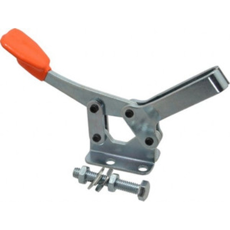 Knu-Vise 400 Lb Holding Capacity, Horizontal Handle, Manual Hold Down Toggle Clamp 85 Handle Movement, 95 Bar Opening, U-Bar, Flanged Base, Carbon Steel H-401 – 86319902