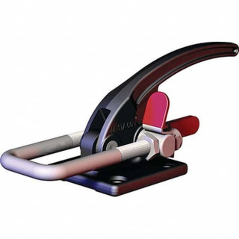 Destaco 7,486 Lb Capacity, Horizontal, U Hook, Flanged Base, Carbon Steel Pull Action Latch Clamp 2.19 Drawing Movement, 10.6338 OAL, Threaded U Hook, Straight Handle 385-R-M-25 – 83218172