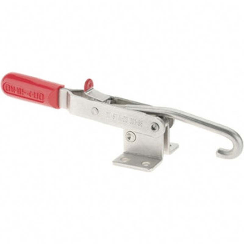 Destaco 1,000 Lb Capacity, Horizontal, J Hook, Flanged Base, Stainless Steel Pull Action Latch Clamp 6.13 Drawing Movement, 13.45 OAL, Straight Handle 381-SS – 67596585