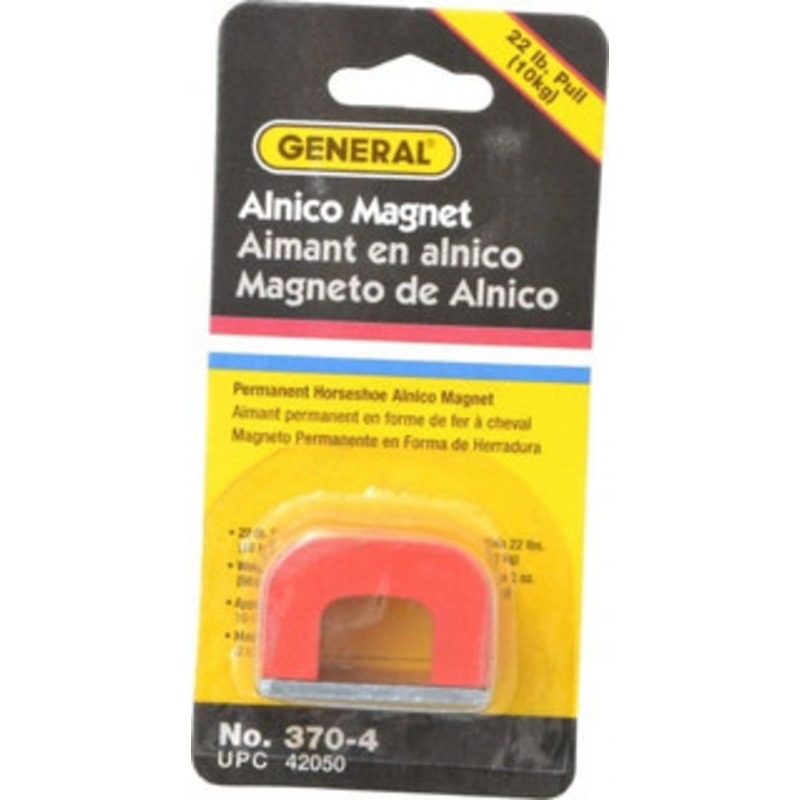 General 1 Hole, 3/16 Hole Diam, 1-1/2 Overall Width, 1 Deep, 1 High, 22 Lb Average Pull Force, Alnico Power Magnets 5/16 Pole Width 370-4 – 02473601