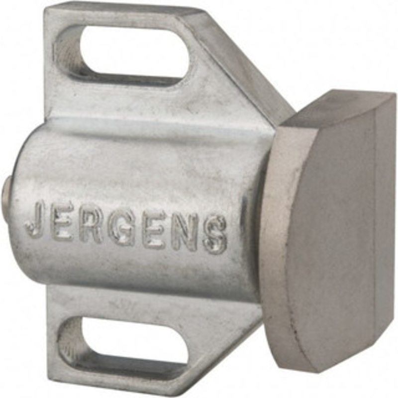 Jergens 1-1/2 Body Width x 1 Body Len, 3/16 Stroke Len, 1-1/8 Btw Mt Hole Ctrs, Tangless Square Spring Locating Stop 32 Lb Init End Force, 14 Lb Mid End Force, 32 Lb Final End Force, 1-1/8 Stop Head Width 36111 – 08419087