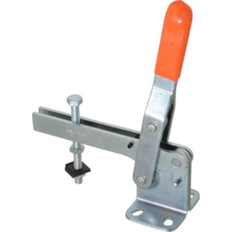 Knu-Vise 400 Lb Holding Capacity, Vertical Handle, Manual Hold Down Toggle Clamp 60 Handle Movement, 100 Bar Opening, U-Bar, Flanged Base, Carbon Steel V-400 – 08106593