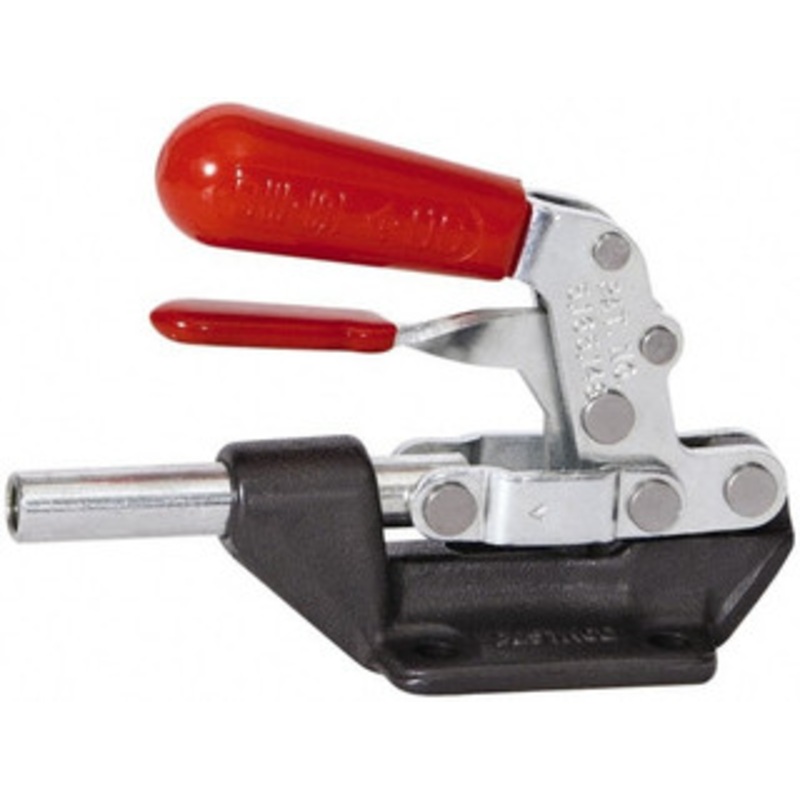 Destaco 600 Lb Load Capacity, Flanged Base, Carbon Steel, Standard Straight Line Action Clamp 4 Mounting Holes, 0.27 Mounting Hole Diam, 0.44 Plunger Diam, Straight Handle 603-R – 88153861