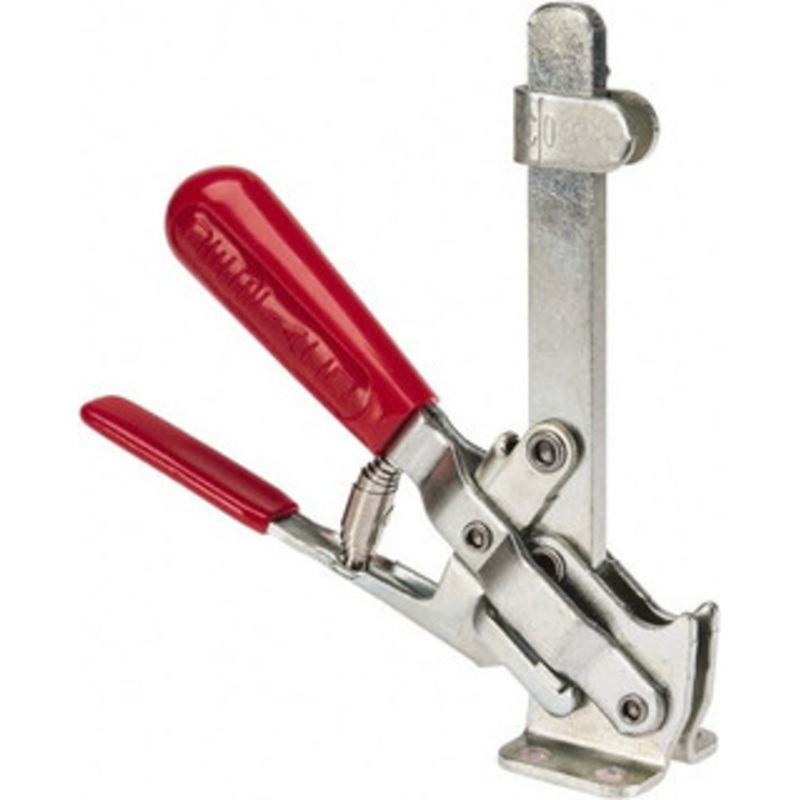Destaco 500 Lb Holding Capacity, Vertical Handle, Manual Hold Down Toggle Clamp 57 Handle Movement, 99 Bar Opening, Solid Bar, Flanged Base, Electro-Plated Zinc, Carbon Steel 207-LR – 08103806