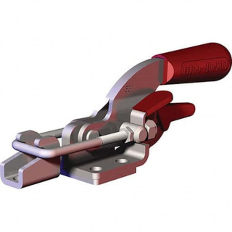 Destaco 719 Lb Capacity, Horizontal, U Hook, Flanged Base, Carbon Steel Pull Action Latch Clamp 1-3/4 Drawing Movement, 8-9/16 OAL, Threaded U Hook, Straight Handle 331-R-M-50 – 91364067