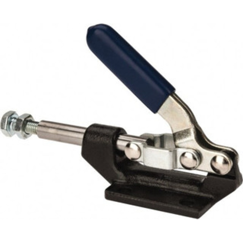 Gibraltar 600 Lb Load Capacity, Flanged Base, Carbon Steel, Standard Straight Line Action Clamp 0.22 Mounting Hole Diam, 0.43 Plunger Diam, Straight Handle GIB-PP-305-2M – 84520394