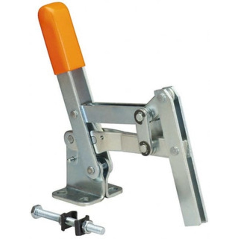 Knu-Vise 400 Lb Holding Capacity, Vertical Handle, Manual Hold Down Toggle Clamp 65 Handle Movement, 120 Bar Opening, U-Bar, Flanged Base, Carbon Steel DTV-400 – 08105660