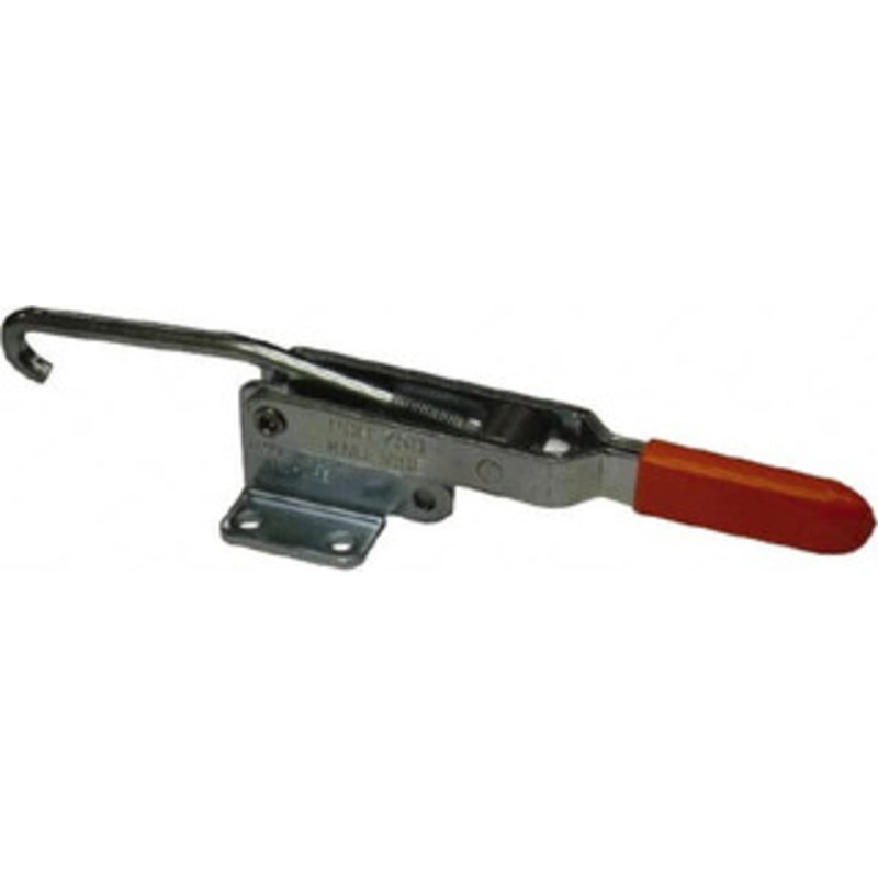 Knu-Vise 750 Lb Capacity, Horizontal, J Hook, Flanged Base, Carbon Steel Pull Action Latch Clamp 5-3/8 Drawing Movement, 11-1/4 OAL, Straight Handle PCH-750 – 86319944