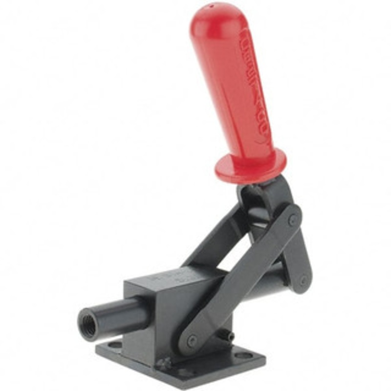 Destaco 4,599.59 Lb Load Capacity, Flanged Base, Carbon Steel, Standard Straight Line Action Clamp 4 Mounting Holes, 0.41 Mounting Hole Diam, 3/4 Plunger Diam, Straight Handle 5133 – 44001659