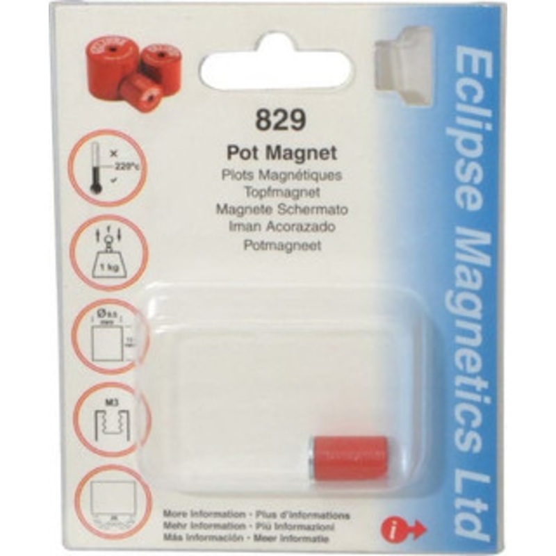 Eclipse Magnetics 3/8 Diam, M3 Thread, 1 Lb Average Pull Force, Mild Steel, Alnico Pot Magnets 220C Max Operating Temp, 9/16 High, Grade 5 Alnico 829 – 06572705