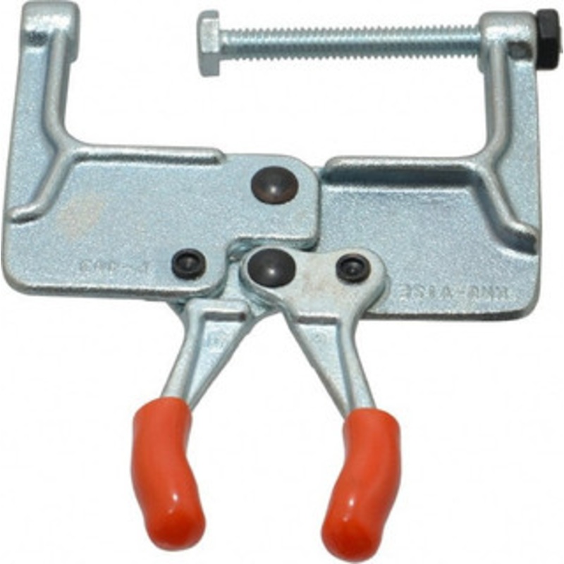 Knu-Vise 181.44 Kg Load Capacity, 1-3/16 Throat Depth, 4-3/4 OAL, Carbon Steel, C Style Plier Clamp 2-15/16 Max Jaw Capacity, 1/4-20 Spindle, 2.94 Open Throat Height, Orange Handle, Spindle End P-403 – 08105090