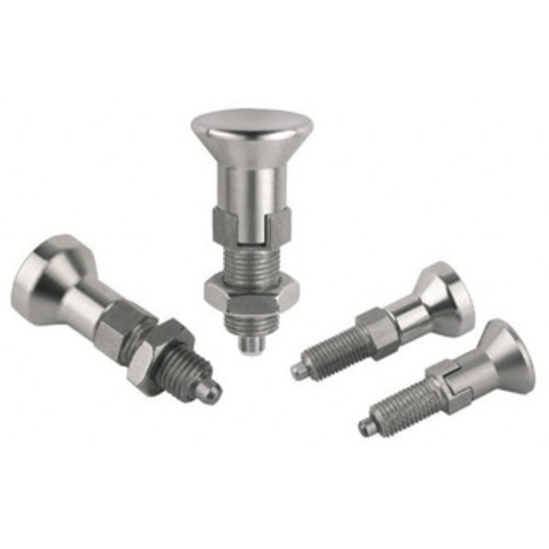 Gibraltar M10x1, 15mm Thread Length, 5mm Plunger Diam, Lockout Knob Handle Indexing Plunger Plunger Style D, 17mm Body Length, 43.5mm OAL, Stainless Steel IPG-105ss-G – 80725567