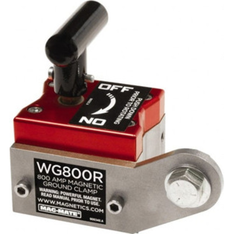 Mag-Mate 800 Amps Grounding Capacity, 4-5/8 High, Rare Earth Magnetic Welding & Fabrication Ground Clamp 450 Lb Average Pull Force, Square Magnet, Zinc Plated Steel Stud, Compatible with Flat & Round Surfaces WG800R – 59270066