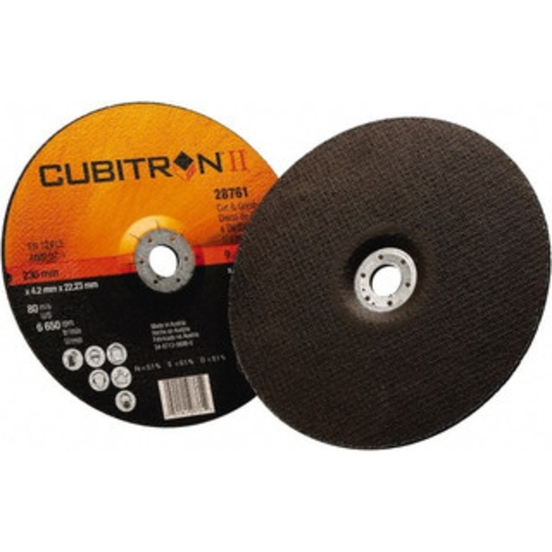 3M 36 Grit, 9 Wheel Diam, 1/8 Wheel Thickness, 7/8 Arbor Hole, Type 27 Depressed Center Wheel Ceramic, 6,650 Max RPM 7100019075 – 32760977
