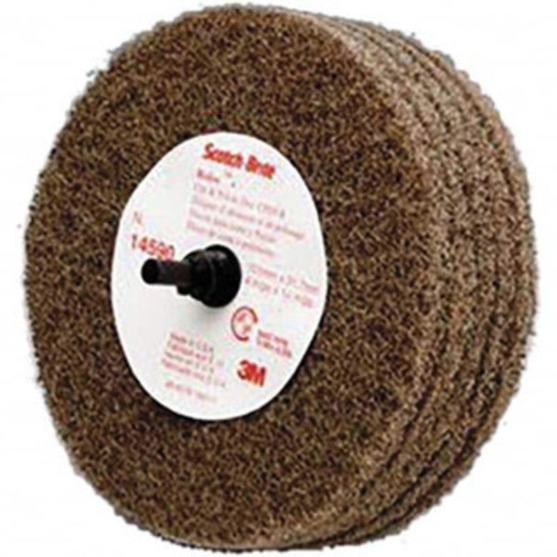 3M 4 Medium Grade Aluminum Oxide Deburring Disc 1/4 Shank Diam, Shank Connection, Tan, 6,000 Max RPM 7000120703 – 01608652