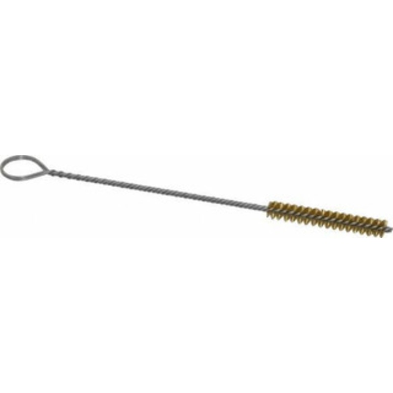 Made in USA 1-1/2 Long x 1/4 Diam Brass Twisted Wire Bristle Brush Double Spiral, 5-1/2 OAL, 0.003 Wire Diam, 0.091 Shank Diam 09-230406 – 03716644