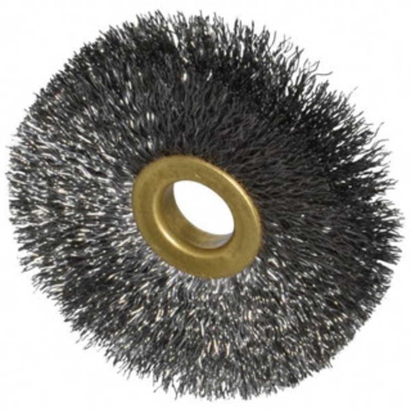 Osborn 2-1/2 OD, 1/2 Arbor Hole, Crimped Steel Wheel Brush 1/4 Face Width, 3/4 Trim Length, 0.008 Filament Diam, 20,000 RPM 0001142200 – 06081871