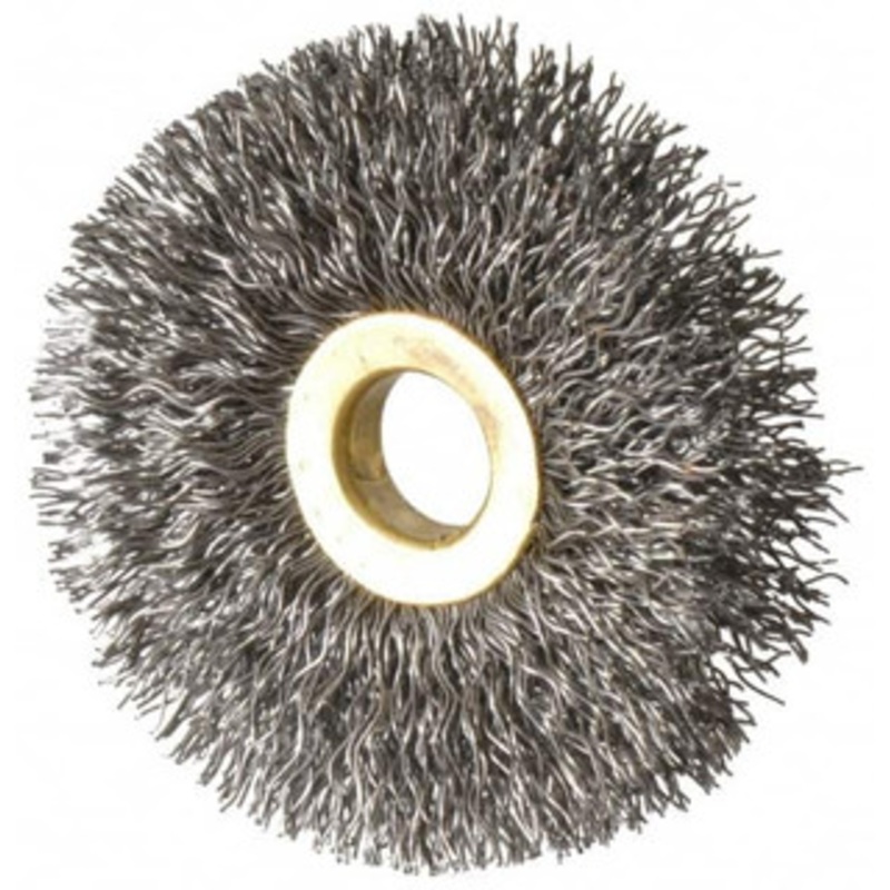 Osborn 2-1/2 OD, 1/2 Arbor Hole, Crimped Steel Wheel Brush 1/4 Face Width, 3/4 Trim Length, 0.014 Filament Diam, 20,000 RPM 0001104800 – 53489266