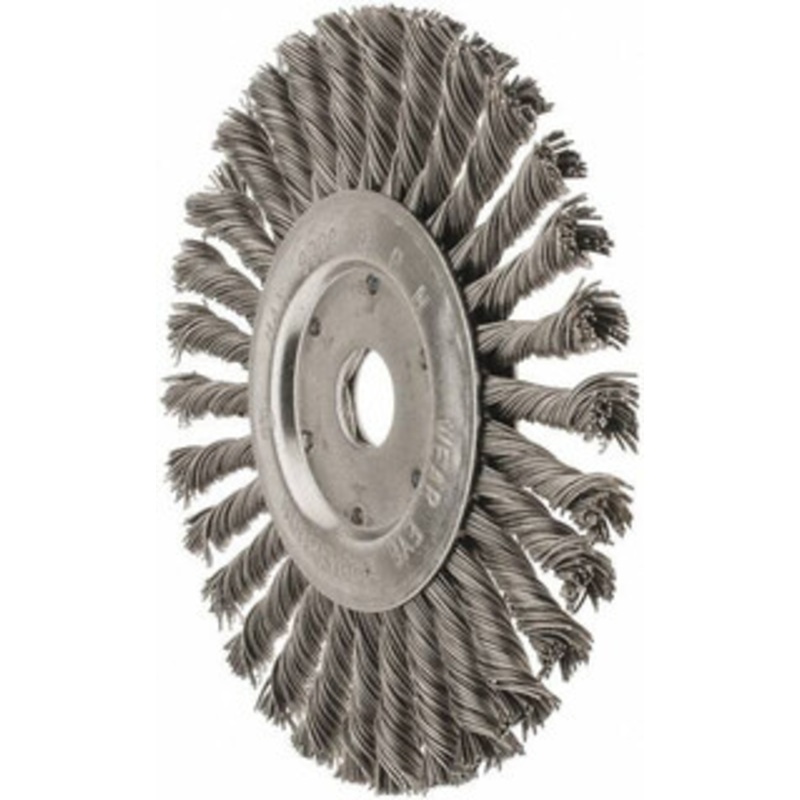 Value Collection 7 OD, 7/8 Arbor Hole, Knotted Steel Wheel Brush 1/2 Face Width, 1-11/16 Trim Length, 0.03 Filament Diam, 9,000 RPM S00652016 – 00652016