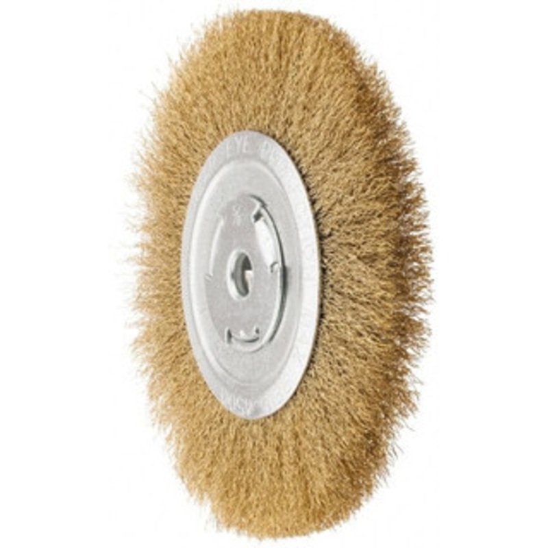 Value Collection 8 OD, 1/4 Arbor Hole, Crimped Brass Wheel Brush 1/2 Face Width, 1-3/4 Trim Length, 0.012 Filament Diam, 4,500 RPM 0320012330 – 74039025