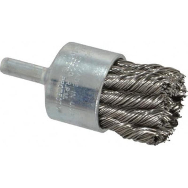 Weiler Abrasives 1-1/8 Diam Stainless Steel Knotted End Brush 7/8 Trim Length, 1/4 Shank Diam, 22,000 Max RPM 90326 – 00463042