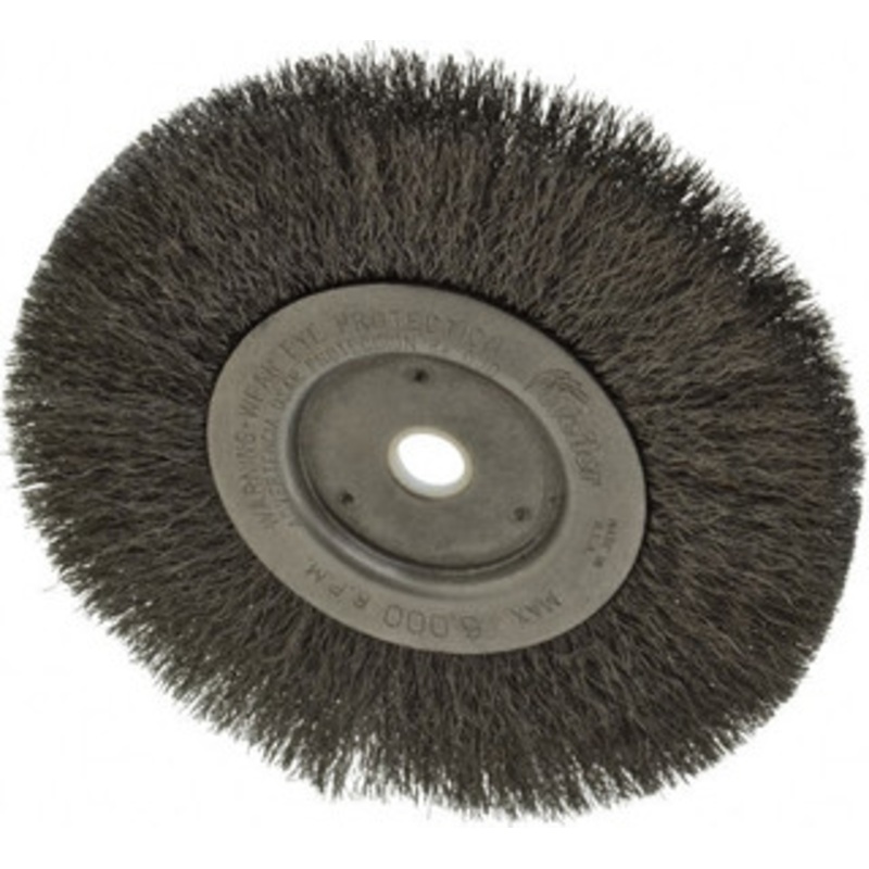 Weiler Abrasives 6 OD, 5/8 Arbor Hole, Crimped Steel Wheel Brush 1/2 Face Width, 1-7/16 Trim Length, 0.008 Filament Diam, 6,000 RPM 01045 – 75843359