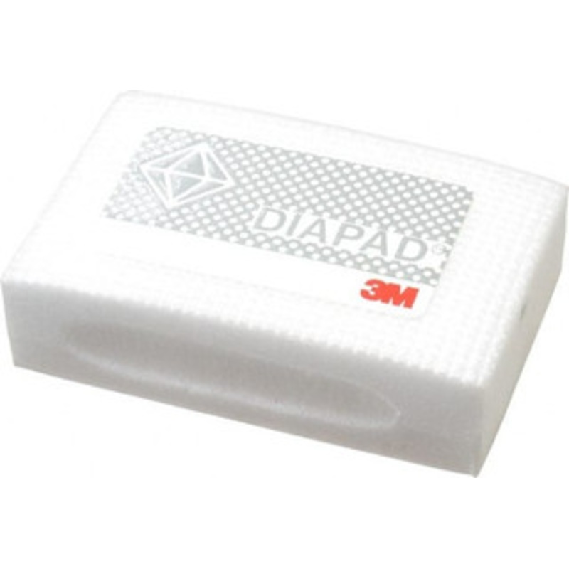 3M Extra Fine Grade, 30 Grit, Diamond Hand Pad White & Yellow, 2-1/4 Wide x 3-3/4 Long, Coated 7000082371 – 01054717