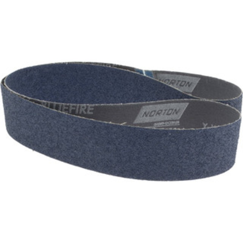 Norton 2 Wide x 48 OAL, 40 Grit, Zirconia Alumina Abrasive Belt Zirconia Alumina, Coarse, Coated, Y Weighted Cloth Backing, Dry, Series R821 78072727102 – 85118040