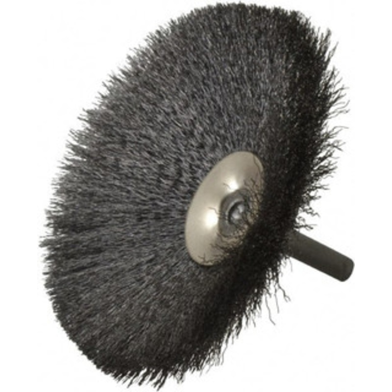 Osborn 4 OD, 1/4 Shank Diam, Crimped Steel Wheel Brush 1/2 Face Width, 1-7/16 Trim Length, 0.006 Filament Diam, 15,000 RPM 0001146800 – 06082374