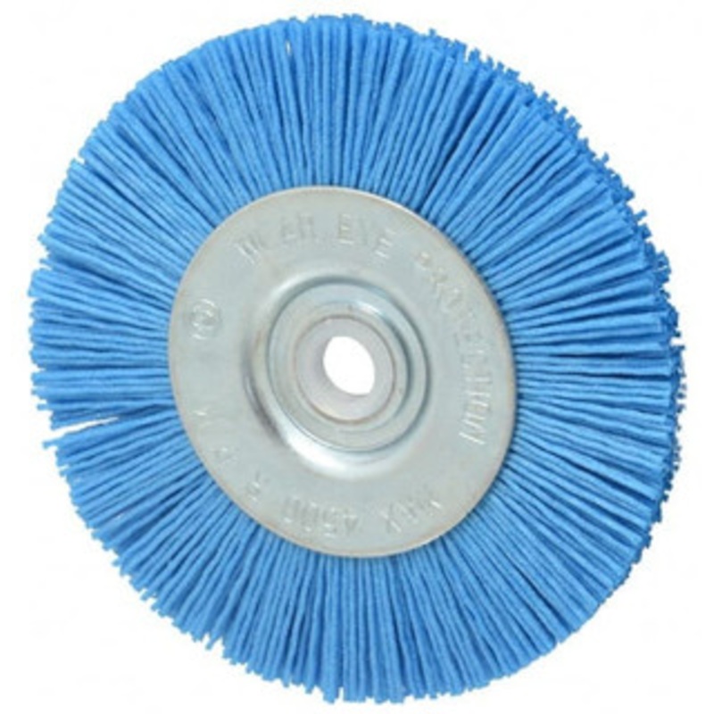 Value Collection 4 OD, 1/2 Shank Diam, 1/2 Arbor Hole, Crimped Nylon Wheel Brush 1/2 Face Width, 5/16 Trim Length, 4,500 RPM 3515012555-1 – 82410341