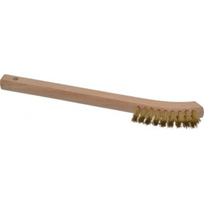 Weiler Abrasives 2 Rows x 9 Columns Brass Scratch Brush 8-3/4 OAL, 5/8 Trim Length, Wood Toothbrush Handle 98474 – 82074519