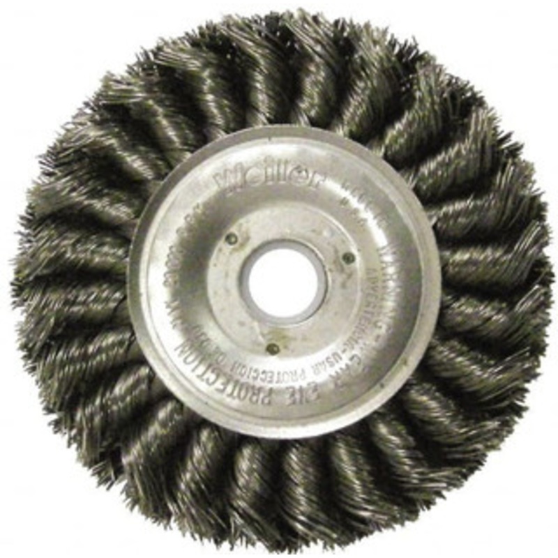 Weiler Abrasives 4 OD, 5/8 Arbor Hole, Knotted Steel Wheel Brush 1/2 Face Width, 7/8 Trim Length, 0.014 Filament Diam, 20,000 RPM 08045 – 75845222