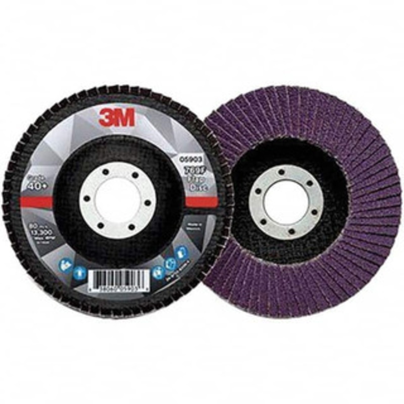 3M 4-1/2 7/8 Center Hole Type 27 Ceramic Flap Disc Coarse Grade, Coated, Arbor Attachment, Fiberglass Backing, 13,300 RPM 7100177446 – 11029907