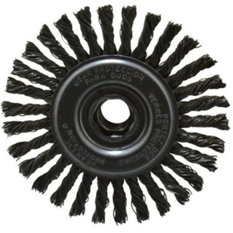 DeWALT 4 OD, 5/8-11 Arbor Hole, Knotted Steel Wheel Brush 0.02 Filament Diam, 20,000 RPM DW4926 – 65052581