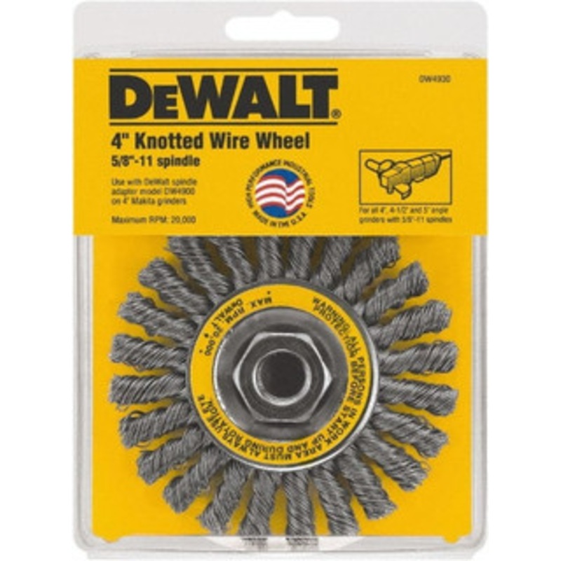 DeWALT 4 OD, 5/8 Arbor Hole, Knotted Steel Wheel Brush 4 Face Width, 1 Trim Length DW4930 – 80493836