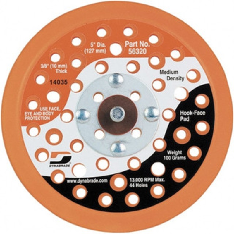 Dynabrade 5 Diam Hook & Loop Disc Backing Pad 5/16 Shank Diam, Medium Density, 13,000 RPM 56320 – 63097125